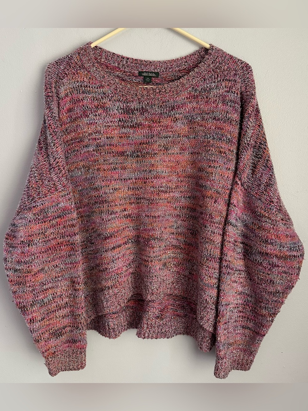 Wild Fable XXL oversized cropped tinsel sweater chunky knit pink